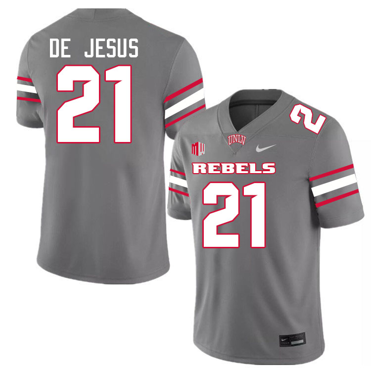 Men #21 Jacob De Jesus UNLV Rebels College Football Jerseys Stitched-Grey